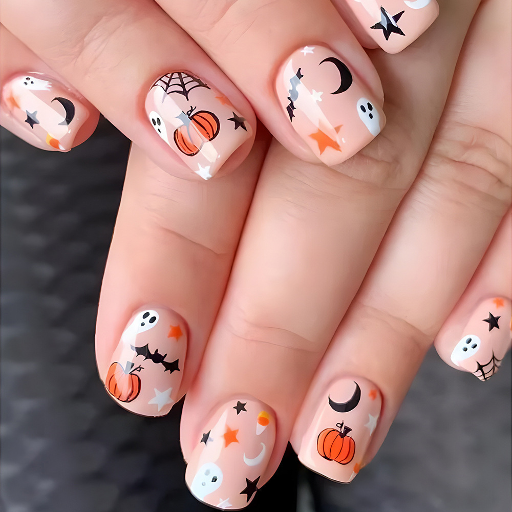 Nail Art Press On - Faux ongles réutilisables à pression carrée,