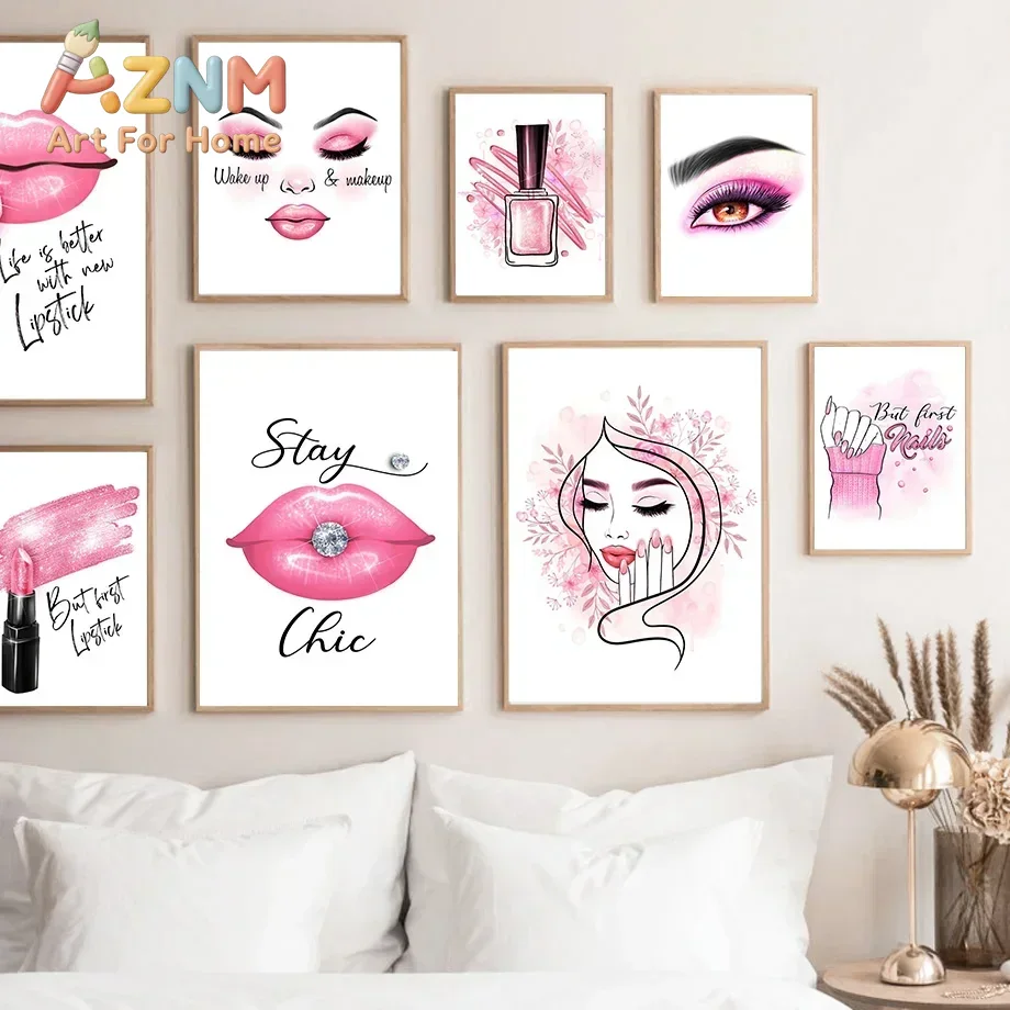 Nail Art Pink - AZNM, tableau mural sur toile sans