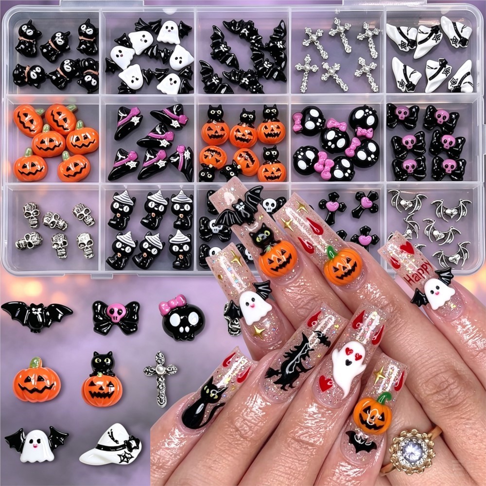 Nail Art Valentines Day - 15grid, décorations d'ongles 3D mignonnes pour