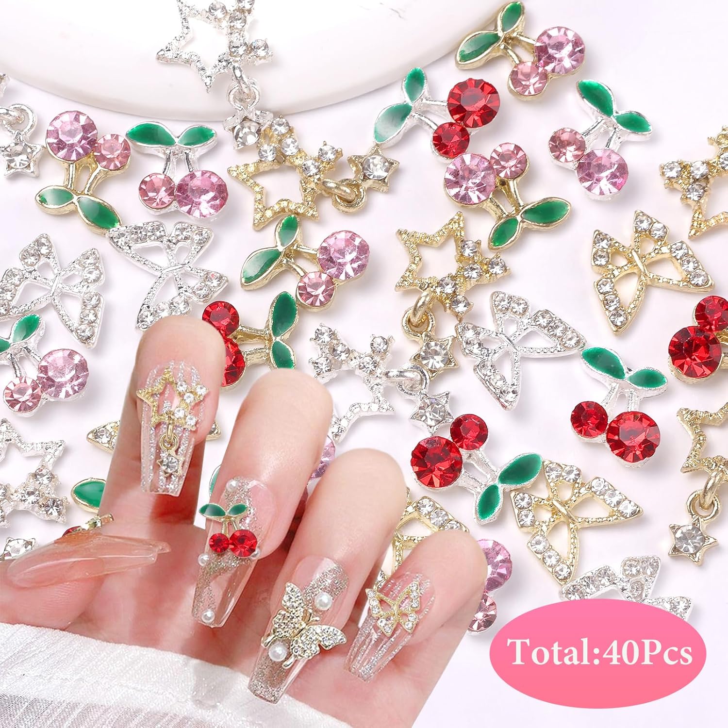 40 pièces breloques de pierres - Nail Art Valentines Day avis et prix
